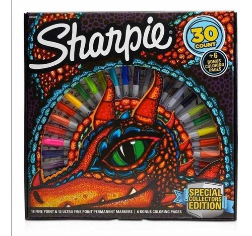 Marcadores Sharpie X 30 Dragón + 6 Láminas Para Pintar