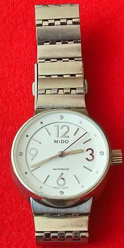 Mido Automático M7340a 4 Diamantes En Las 3,6,9,12 Plateado Blanco Blanco (Usado)