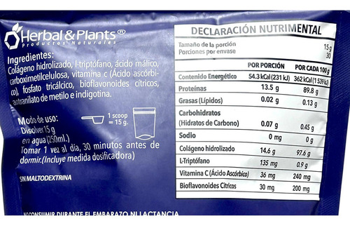 Hpcolag Triptofano Colageno Hidrolizado Uva Herbal & Plants
