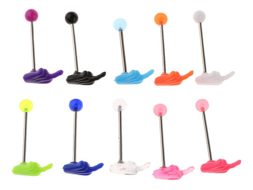 2 X 10 Unids Lengua Barbell Labret Ear Stud Pendientes