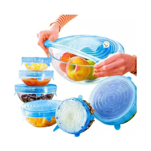 Tapas Elasticas Silicona Cocina X6 Reutilizables 