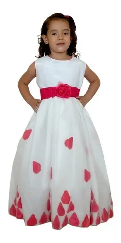 Vestido Blanco Con Rojos Niña Fiesta + Envio Gratis | Envío gratis