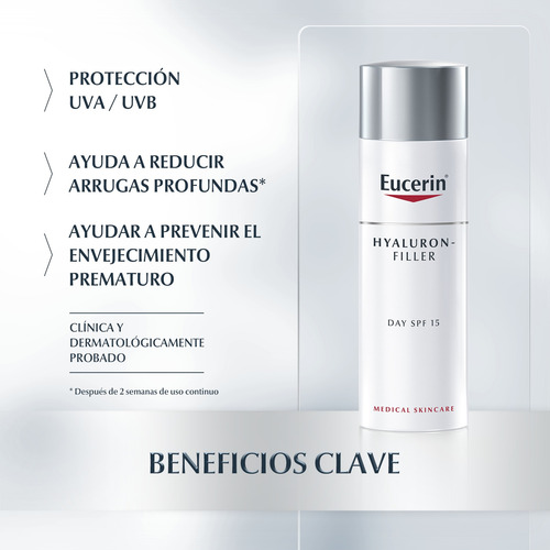 Imagen 3 de 11 de Eucerin Hyaluron Filler Crema De Dia Rellenadora Arrugas Pnm