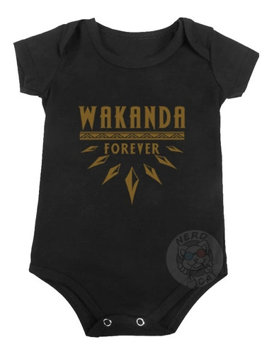 Body Bebê Black Panther Wakanda Forever Logo Pantera Bori