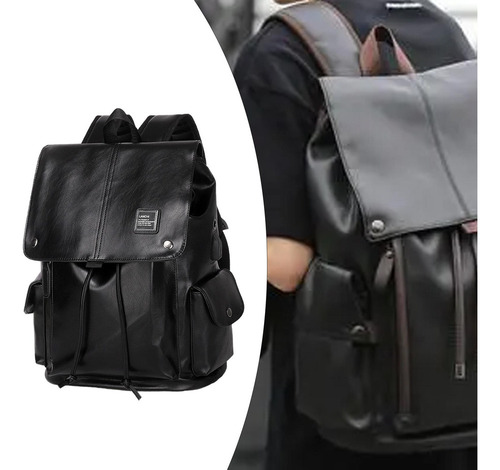 D Mochila De Cuero Pu De Moda For Mochila De Viaje De 15,6