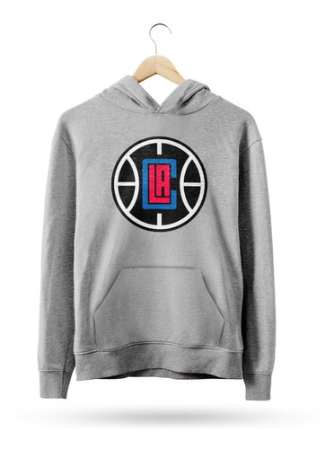  Buzo Canguro Nba Los Angeles Clippers Logo Simple Gris