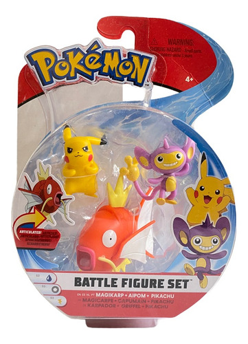 Figura Pokemon Battle Set Magikarp + Aipom + Pikachu