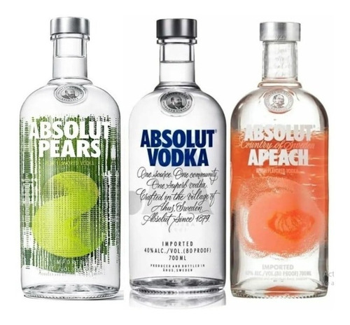 Vodka Absolut Original+ Apeach+ Pears 3 X750cc