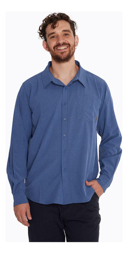 Camisa Hombre Outdoor Shirt Azul Merrell
