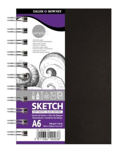 Caderno Sketchbook Daler Rowney Simply 100g A6 54fls Espiral