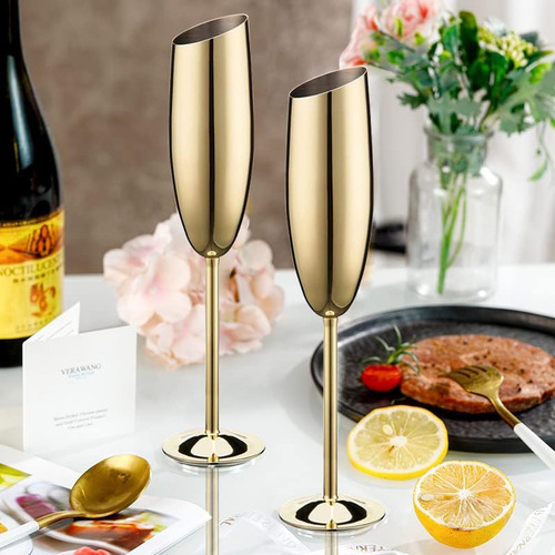Elegantes Copas De Champán De Acero Inoxidable Doradas Para