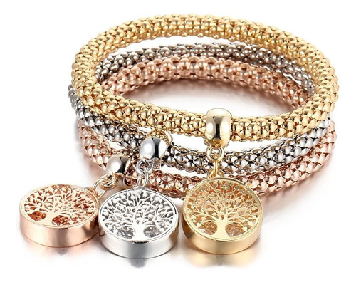 3 Pulseras + Collar Árbol De La Vida, Suerte, Regalo, Mujer