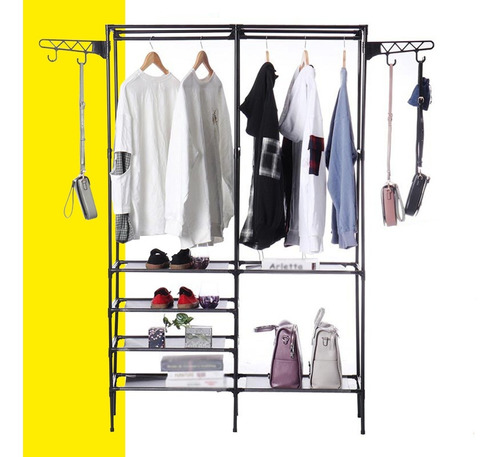 Closet Armario Estante Metalico 5 Niveles Con Perchero