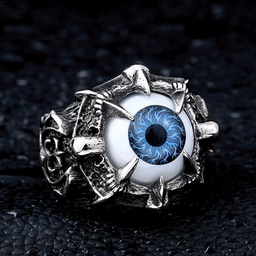 Anillo Punk Garra Y Ojo Modelo 2 En Acero Inoxidable 316l