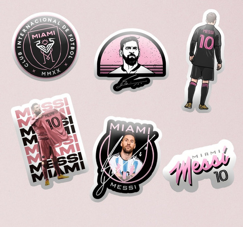 Stickers Autoadhesivos Messi Inter Miami Cf Fútbol Vinilo