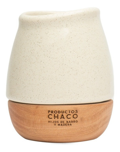 Mate Productos Chaco Porteñito De Cerámica Y Base De Madera Color Granito