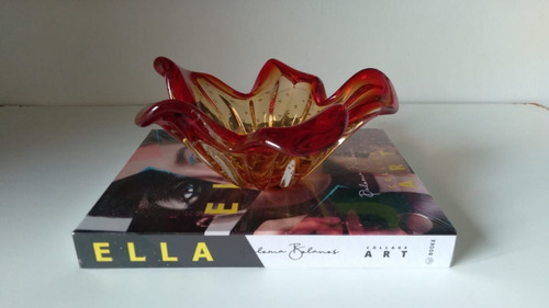 Centro De Mesa De Murano Vermelho Com Âmbar