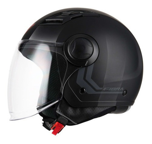 Casco Moto Abierto Fibra By Nzi Mega Jet Visor Norma Dot   Negro Opaco Xl