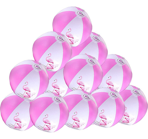 16 Pink Flamingo Party Pack Inflatable Beach Balls - Beach P