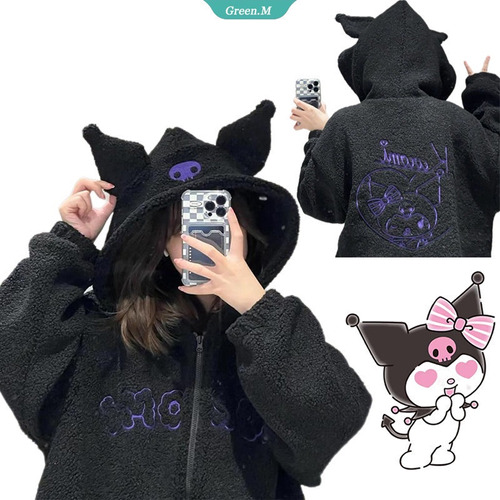 Nuevo Suéter Kuromi Kawaii Sanrios Plus Jk Black Cardboard H