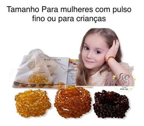 Pulseira De Âmbar Adulto Pulso Fino - Original Certificada