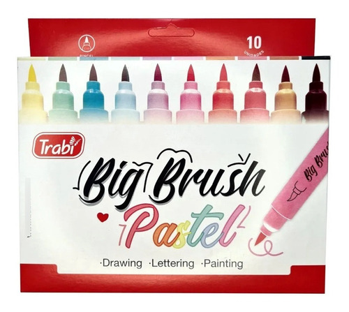 Marcadores Pasteles Big Brush Trabi Punta Pincel 10 Unidades