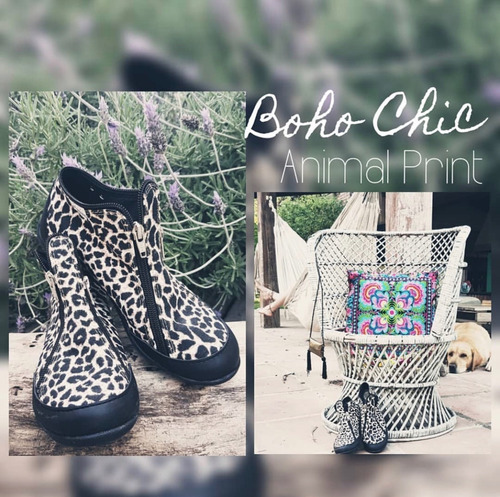 Zapatillas Tipo Botitas Cierre Diseño Urbano Animal Print