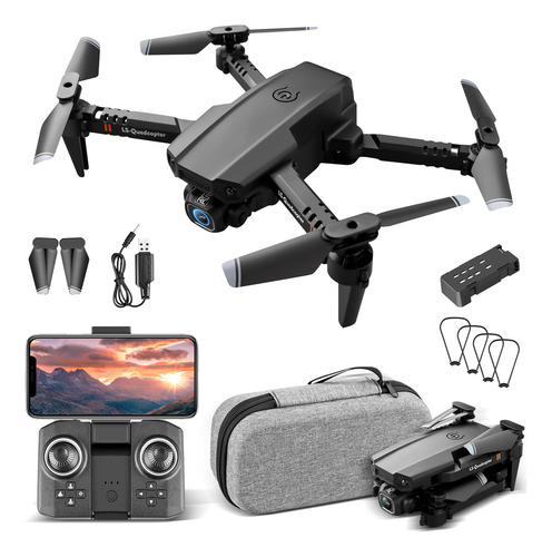 Mini Drone Ls-xt6 Com Câmera Hd Rc Quadcopter 2 Bateria Flex Cor Preto
