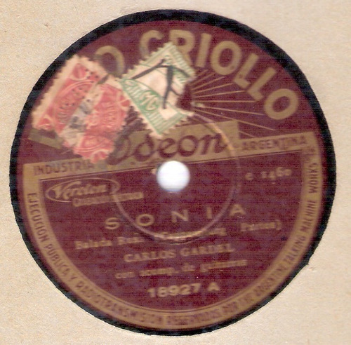 Carlos Gardel: Sonia -tango Argentino / 78 Rpm Criollo Odeon