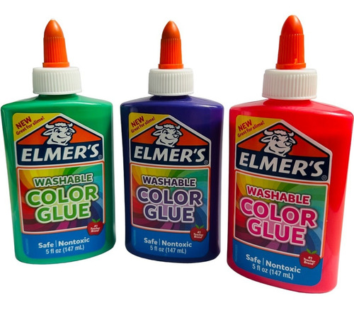 Pack 3 Pegamento Escolar Color Glue Slime Manualidades