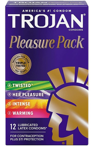 Condones Trojan Pleasure Pack 12 Pzas Twisted Intense Ribbed