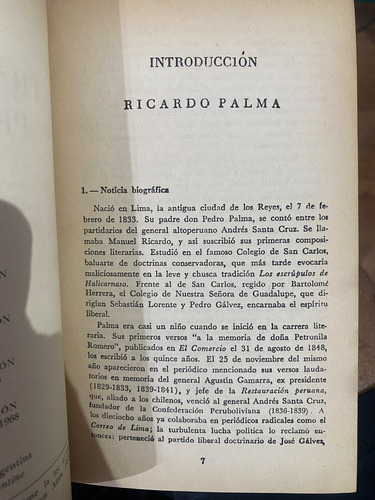 Tradiciones Peruanas Ricardo Palma 10 Edición 1968 (Usado)