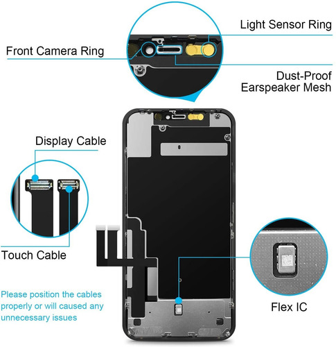 YPLANG-Pantalla LCD táctil de Repuesto para iPhone XR con Kit Completo de Herramientas de reparación,Vidrio Templado,Diagrama de Flujo de reparación,Tornillos magnéticos para iPhone XR 6.1 Pulgadas 