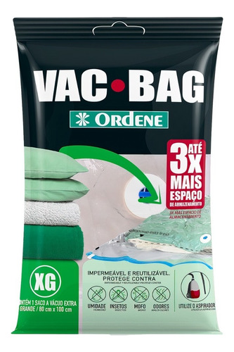 Imagem 1 de 3 de Saco A Vácuo Organizador  Zíper Extra Grande Ordene Vac Bag