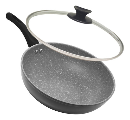 Frigideira Indução Antiaderente Granilite Wok 28cm Com Tampa