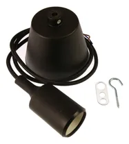 Comprar Socket Negro E27 Estandar Colgante Cable Textil 90cm Silicon