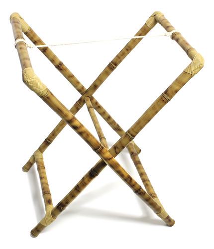 Pé De Apoio Cavalete Bandeja Cesto Bambu Base Suporte 74cm Cor Natural