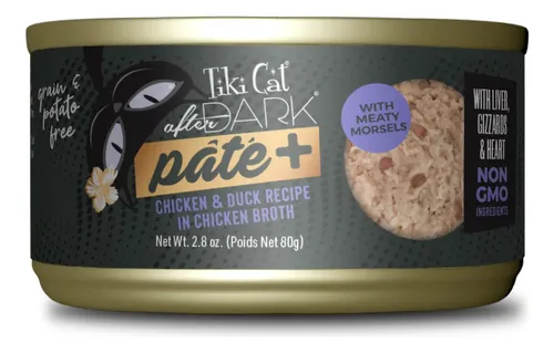 Tiki Cat After Dark Pate Plus Lata 80 Gr Pollo Y Pato