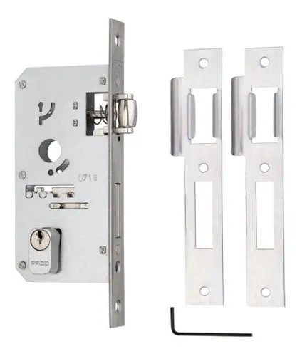 Cerradura de puerta giratoria Rolete Quad 464 55r, cromada, color plateado