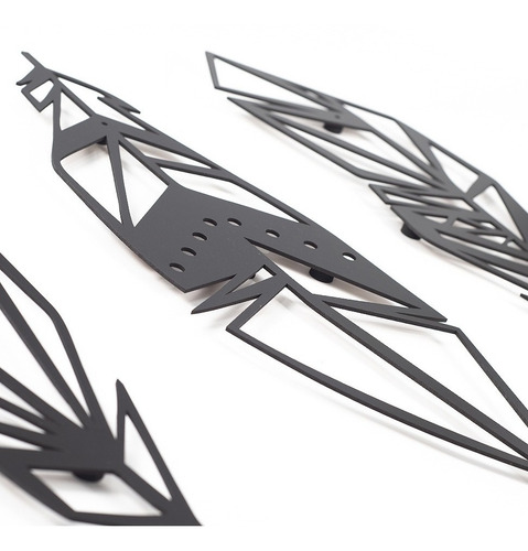Imagen 5 de 7 de Cuadro Decorativo En Madera Calada 3 Plumas Mural Xl