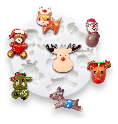 Molde Animalitos Navidad X 7