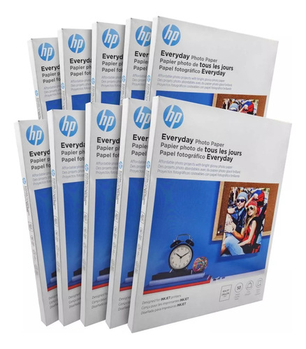 HP carta fotográfico de 500 hojas de 200g blanco de 10 unidades por pack