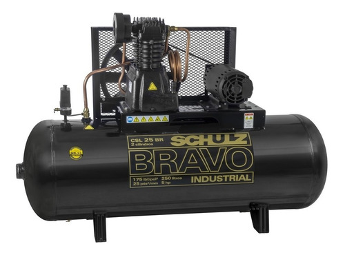 Compressor de ar elétrico Schulz Bravo CSL 25 BR/250 trifásica 261L 5hp 220V/380V 60Hz preto