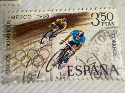 Sello Postal España 1968 Juegos Olímpicos Ciclismo 