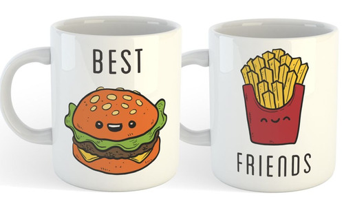 Taza De Ceramica Dia Del Amigo Papas Hamburguesa