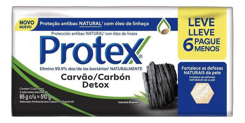 Sabonete Em Barra Protex Carvão Detox 6 Unidades 85g