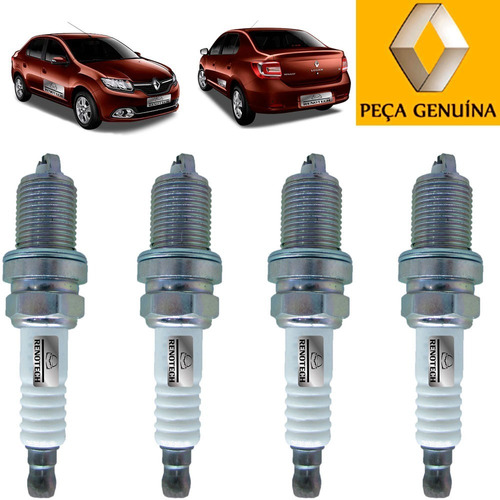 Kit Com 4 Velas Motor Logan Ii 1.6 8v 2014 Acima 8200656784