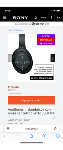 Audífonos Bluetooth Con Noise Cancelling Wh-1000xm4 (Usado)