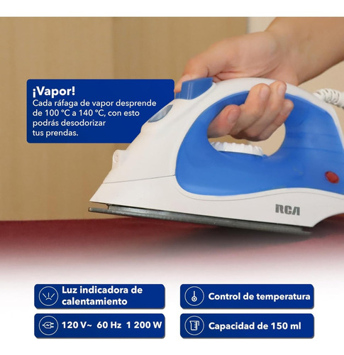 Plancha Rca Antiadherente Con Rociador Ideal Todas Las Telas Agua