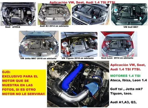  Compatible con A3 / TT/GTI/GOLF (Modelo Turbo) Filtro de aire  de repuesto reutilizable y lavable de alto flujo (rojo) : Todo lo demás